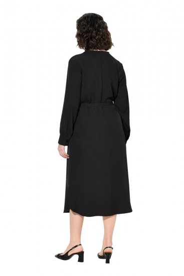 Ulla Popken 831004 Robe mi-longue à manches longues Noir - Robes maxi - Robes longues pour femmes rondes