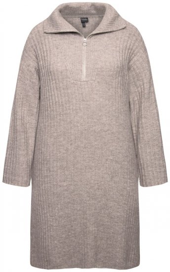 Ulla Popken 831589 Robe en maille à manches longues et col roulé Gris - Robes en maille - 