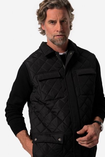 Boston Park 593 Gilet matelassé à col chemise Noir - Vestes - Vestes homme grandes tailles