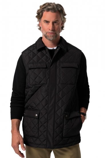 Boston Park 593 Gilet matelassé à col chemise Noir - Vestes - Vestes homme grandes tailles