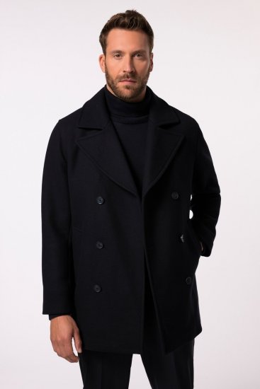 JP1880 Caban Short Double-breasted Overcoat Navy - Vestes - Vestes homme grandes tailles