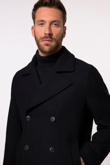 JP1880 Caban Short Double-breasted Overcoat Navy - Vestes - Vestes homme grandes tailles