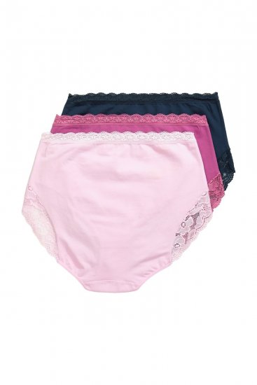 Ulla Popken 831866 Culottes taille haute en dentelle lot de 3 Bleu marine - Culottes - 
