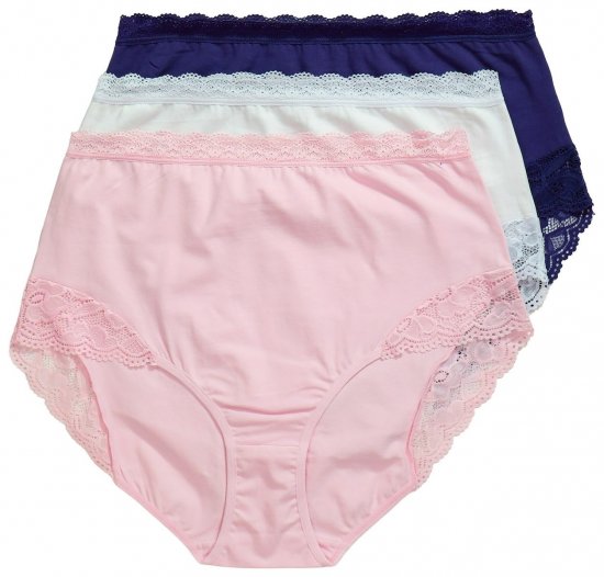 Ulla Popken 831866 Culottes taille haute en dentelle lot de 3 Bleu roi - Culottes - 