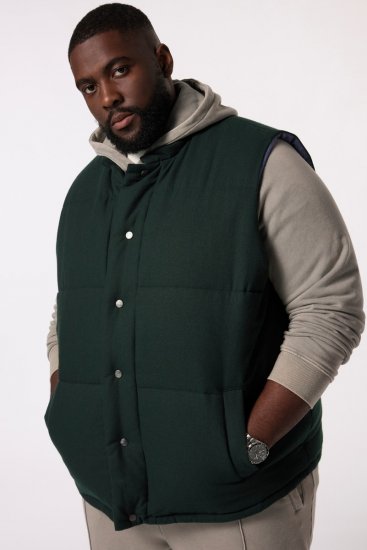 STHUGE 831896 Gilet flanelle matelassé Vert foncé - Vestes - Vestes homme grandes tailles