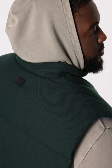 STHUGE 831896 Gilet flanelle matelassé Vert foncé - Vestes - Vestes homme grandes tailles