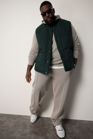 STHUGE 831896 Gilet flanelle matelassé Vert foncé - Vestes - Vestes homme grandes tailles