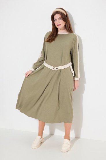 Ulla Popken 831963 Robe à manches longues Gris - Robes maxi - Robes longues pour femmes rondes