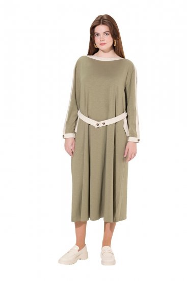 Ulla Popken 831963 Robe à manches longues Gris - Robes maxi - Robes longues pour femmes rondes
