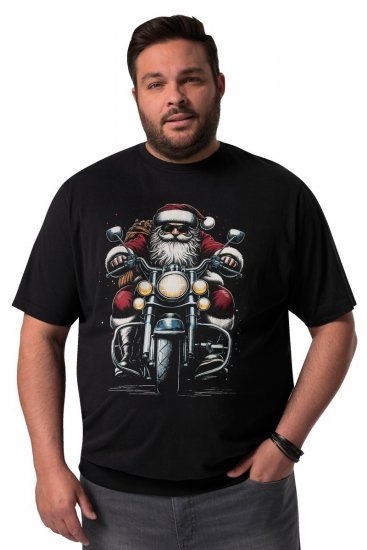 Men+ 148 T-shirt bellyfit Père Noël à moto Noir - T-shirts - T-shirts Homme Grande Taille
