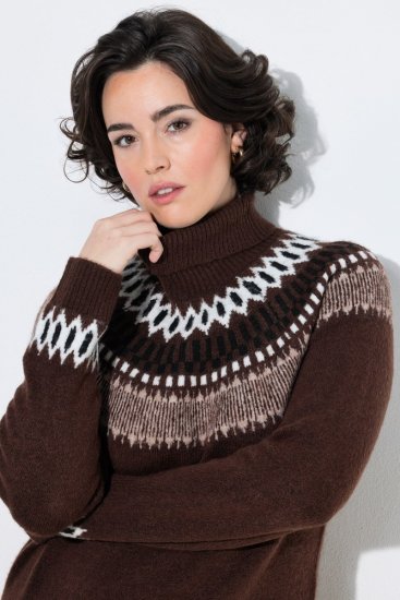 Ulla Popken 832670 Robe en maille imprimée à col roulé Multicolore - Robes - Des robes dans toutes les tailles