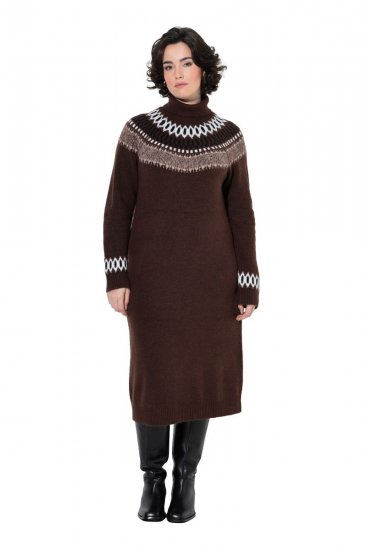 Ulla Popken 832670 Robe en maille imprimée à col roulé Multicolore - Robes - Des robes dans toutes les tailles
