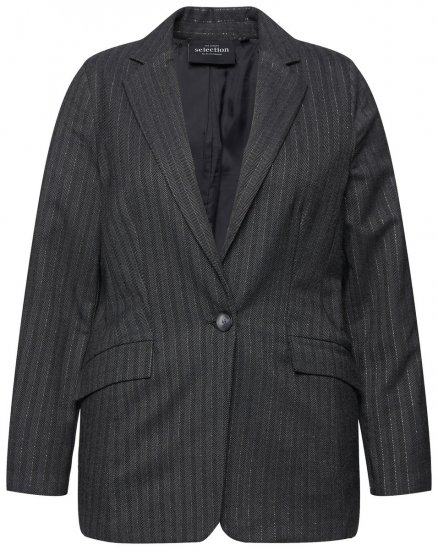 Ulla Popken 832935 Blazer à chevrons aux reflets métallisés Gris - Blazers - Vestes blazer pour femme, grandes tailles