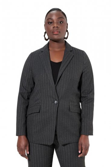 Ulla Popken 832935 Blazer à chevrons aux reflets métallisés Gris - Blazers - Vestes blazer pour femme, grandes tailles