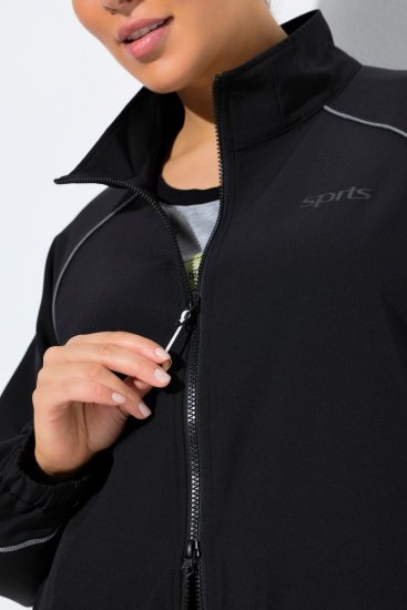 Ulla Popken 833237 Veste de sport à détails réfléchissants Noir - Vestes - Vestes grande taille pour femme