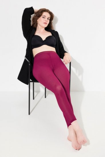 Ulla Popken 833718 Legging collant en dentelle Rouge baie - Collants & chaussettes - 