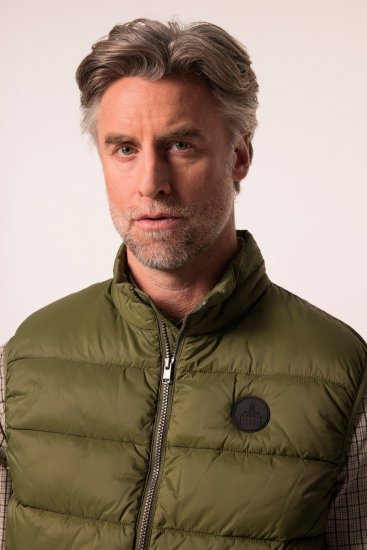Boston Park 460 Gilet matelassé à col montant Vert olive - Vestes - Vestes homme grandes tailles