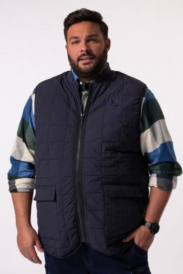 Men+ 464 Gilet matelassé à col college Bleu marine - Vestes - Vestes homme grandes tailles
