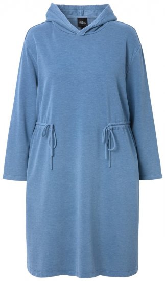Ulla Popken 834536 Robe sweat à capuche Bleu denim - Robes sweat - 