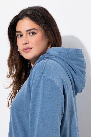 Ulla Popken 834536 Robe sweat à capuche Bleu denim - Robes sweat - 