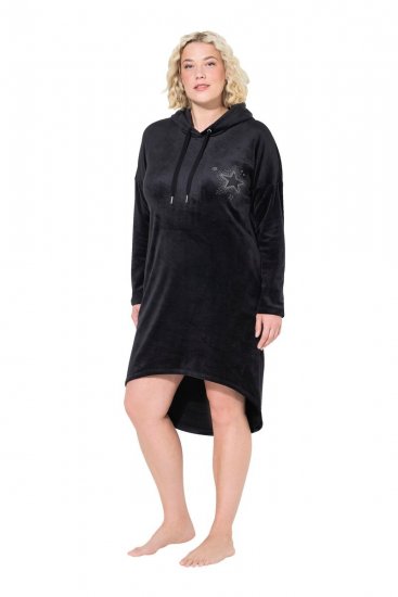 Ulla Popken 834550 Robe à manches longues et capuche Noir - Robes sweat - 