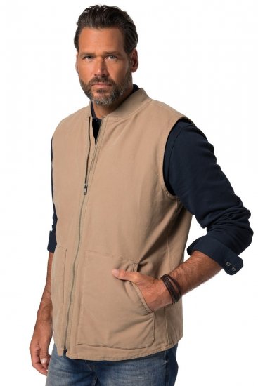 JP1880 834734 Gilet canvas Beige foncé - Vestes - Vestes homme grandes tailles