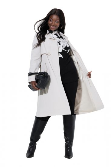 Ulla Popken 834990 Trench Taupe - Manteaux - Manteaux grande taille pour femme