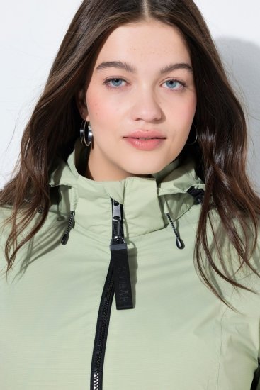 Ulla Popken 835132 Veste technique HYPRAR trapèze à capuche amovible Vert sauge clair - Vestes - Vestes grande taille pour femme