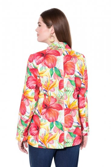Ulla Popken 835230 Blazer fleuri en coton Rouge - Blazers - Vestes blazer pour femme, grandes tailles