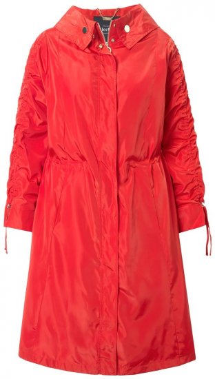 Ulla Popken 835277 Manteau long déperlant à capuche Rouge - Manteaux - Manteaux grande taille pour femme