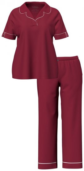 Ulla Popken 835397 Pyjama à manches courtes et col chemise Lilas - Pyjamas/vêtements de détente - 