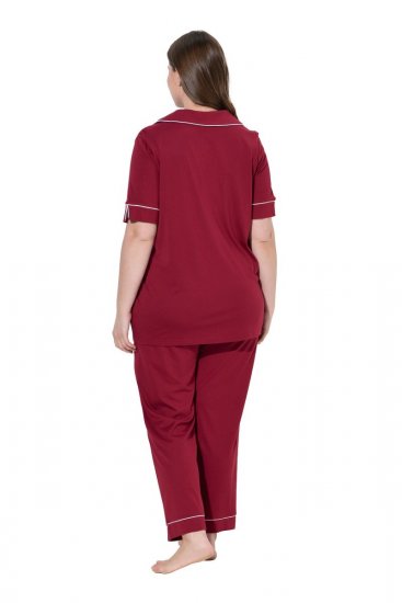 Ulla Popken 835397 Pyjama à manches courtes et col chemise Lilas - Pyjamas/vêtements de détente - 