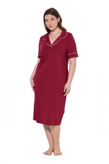 Ulla Popken 835400 Chemise de nuit à manches courtes à col chemise Lilas - Chemises de nuit - 