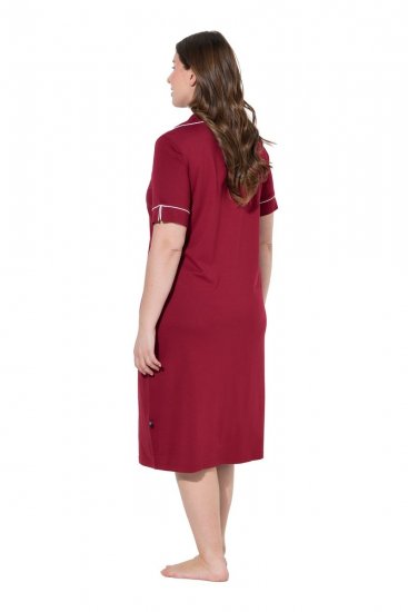 Ulla Popken 835400 Chemise de nuit à manches courtes à col chemise Lilas - Chemises de nuit - 