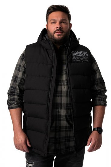 Men+ 442 Gilet matelassé à capuche et imprimé Noir - Vestes - Vestes homme grandes tailles