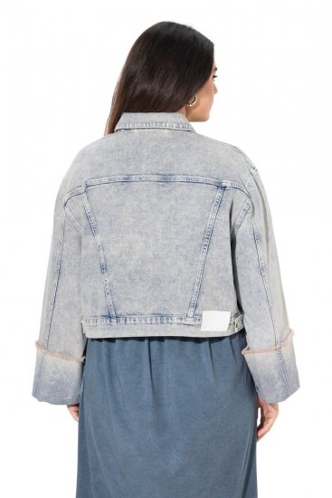 Ulla Popken 835486 Veste en jean à manches larges Bleu denim - Vestes - Vestes grande taille pour femme