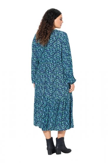 Ulla Popken 835713 Robe fleurie Bleu marine - Robes maxi - Robes longues pour femmes rondes