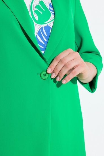 Ulla Popken 836165 Blazer long à manches 3/4 Vert - Blazers - Vestes blazer pour femme, grandes tailles