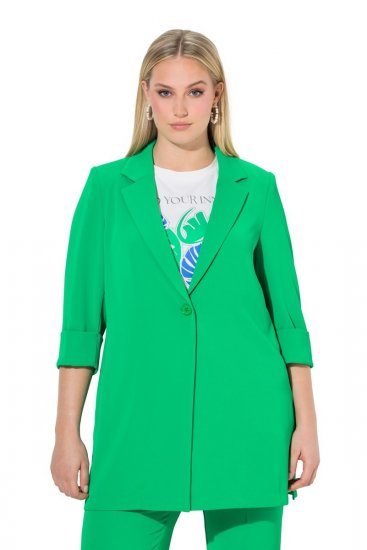 Ulla Popken 836165 Blazer long à manches 3/4 Vert - Blazers - Vestes blazer pour femme, grandes tailles
