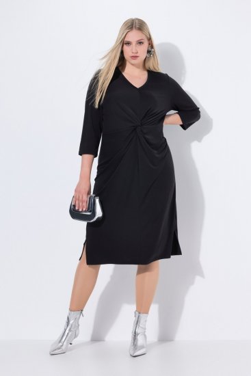 Ulla Popken 836514 Robe mi-longue à manches 3/4 Noir - Robes midi - Robes mi-longues pour femmes rondes