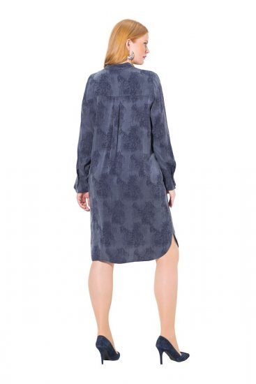 Ulla Popken 837069 Robe fleurie Bleu marine - Robes midi - Robes mi-longues pour femmes rondes