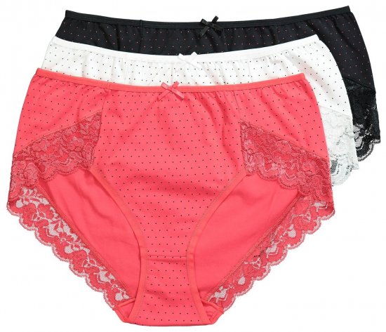 Ulla Popken 837080 Culottes taille haute en dentelle lot de 3 Rose - Culottes - 