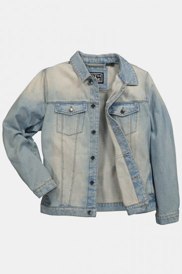 STHUGE 837222 Veste en jean à poches poitrine Bleu clair - Vestes - Vestes homme grandes tailles