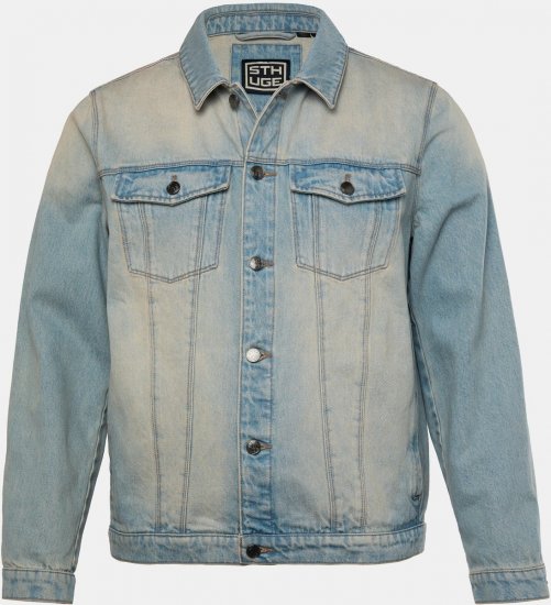 STHUGE 837222 Veste en jean à poches poitrine Bleu clair - Vestes - Vestes homme grandes tailles