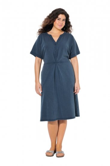 Ulla Popken 837403 Robe en jersey à manches courtes Bleu marine - Robes en jersey - 