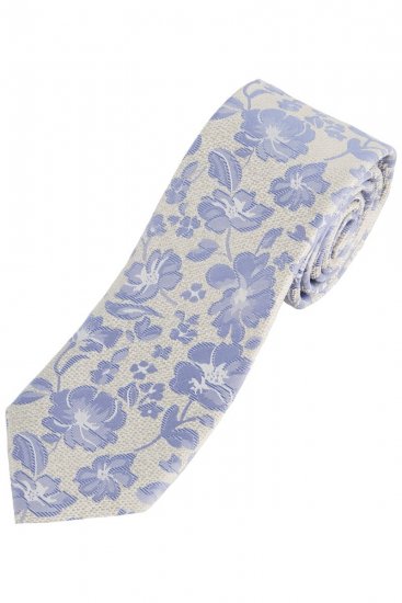 JP1880 837693 Cravate en soie à fleurs extra-longue Gris bleu - Cravates et nœuds papillon - 