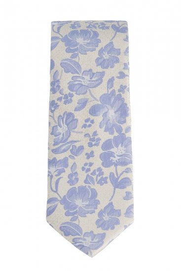 JP1880 837693 Cravate en soie à fleurs extra-longue Gris bleu - Cravates et nœuds papillon - 