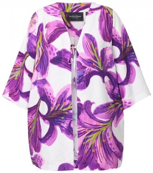Ulla Popken 838105 Gilet ouvert à nouer Violet - Cardigans - Gilets grande taille pour femme