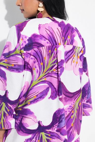 Ulla Popken 838105 Gilet ouvert à nouer Violet - Cardigans - Gilets grande taille pour femme