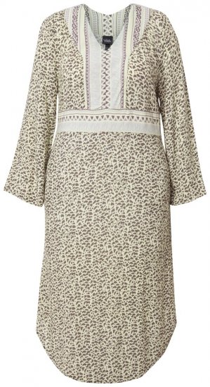 Ulla Popken 838120 Robe imprimée à col V Vert clair - Robes mini - Mini-robes femme grande taille